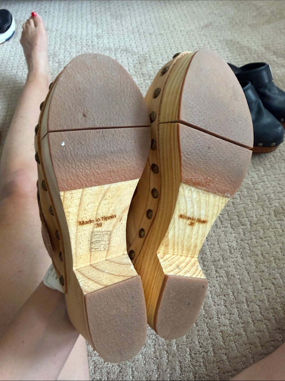 Free People Leather Buckle Clog Mules - selling 2 pair-black and tan - Picture 5 of 7